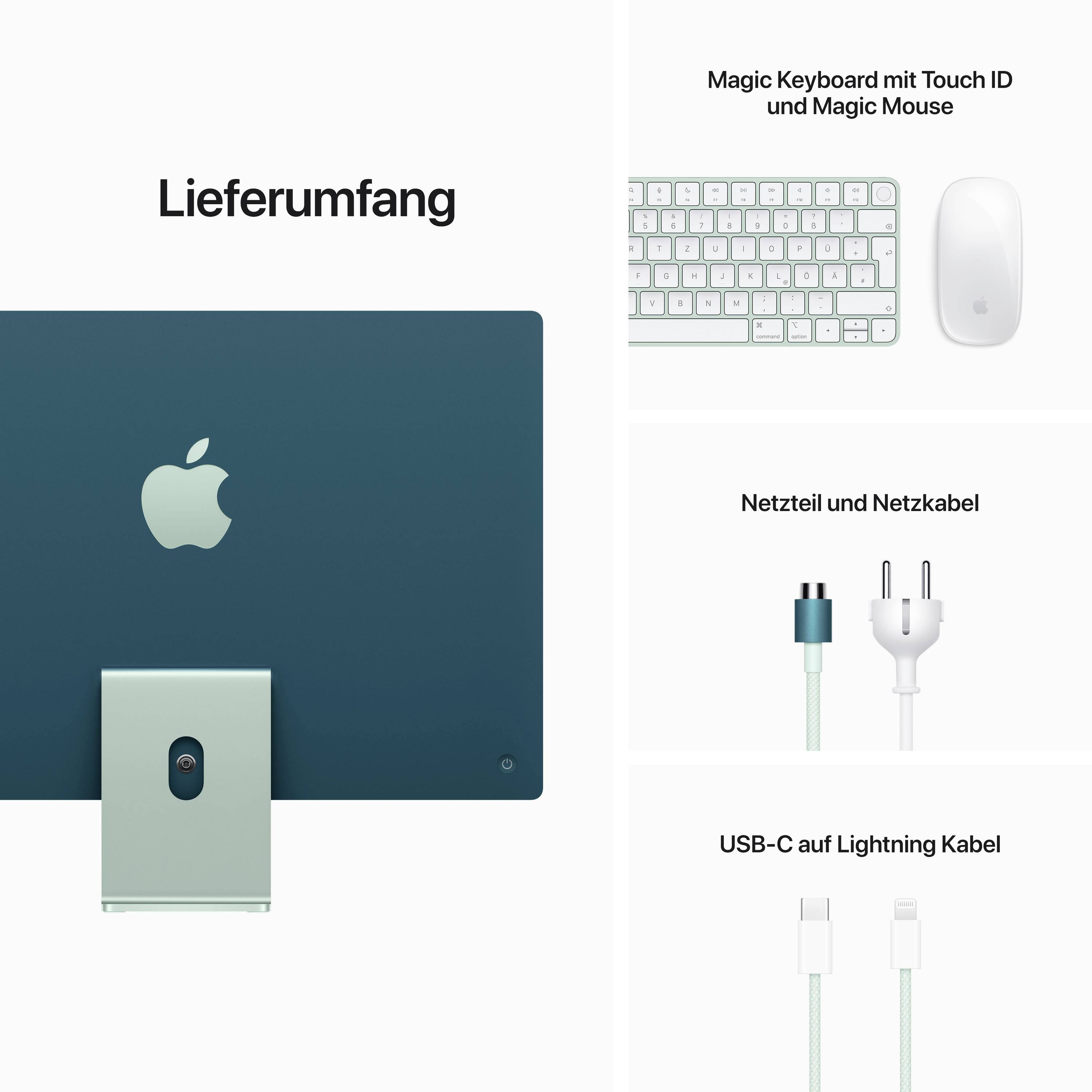 Apple iMac 24 Retina 4.5K (2021) 61 cm (24 inch) Apple M1 8-Core CPU 8 GB RAM 256 GB SSD Apple M1 7-core GPU Green MJV83-6