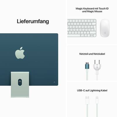 Apple iMac 24 Retina 4.5K (2021) 61 cm (24 inch) Apple M1 8-Core CPU 8 GB RAM 256 GB SSD Apple M1 7-core GPU Green MJV83-6