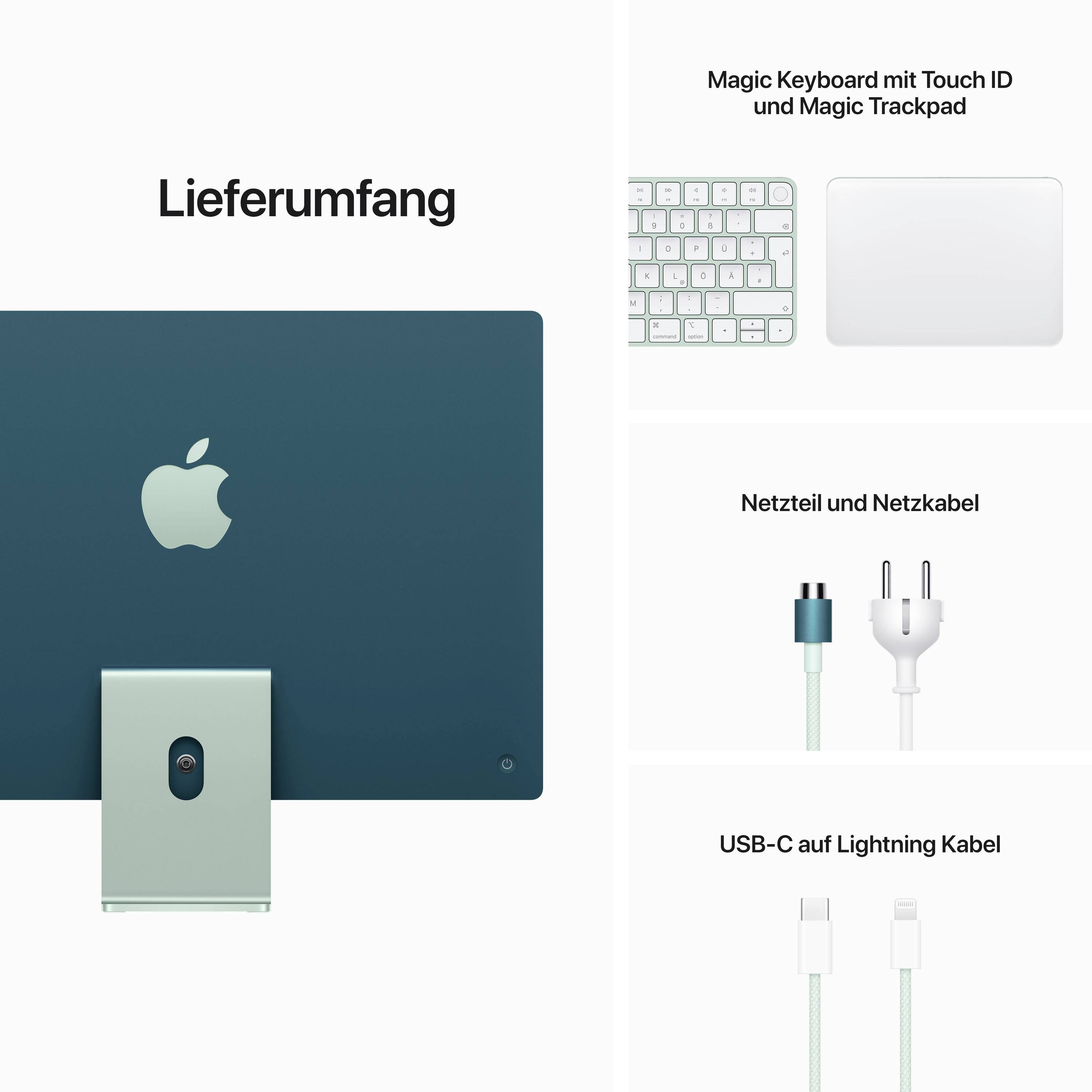 Apple iMac 24 Retina 4.5K (2021) 61 cm (24 inch) Apple M1 8-Core CPU 8 GB RAM 256 GB SSD Apple M1 7-core GPU Green MJV83-7