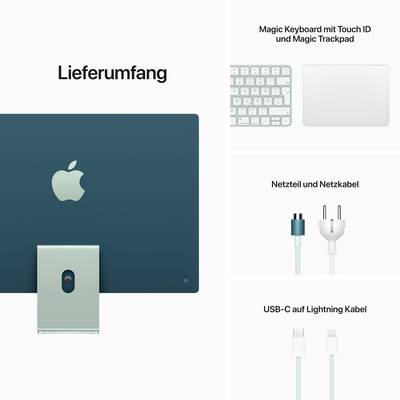 Apple iMac 24 Retina 4.5K (2021) 61 cm (24 inch) Apple M1 8-Core CPU 8 GB RAM 256 GB SSD Apple M1 7-core GPU Green MJV83-7