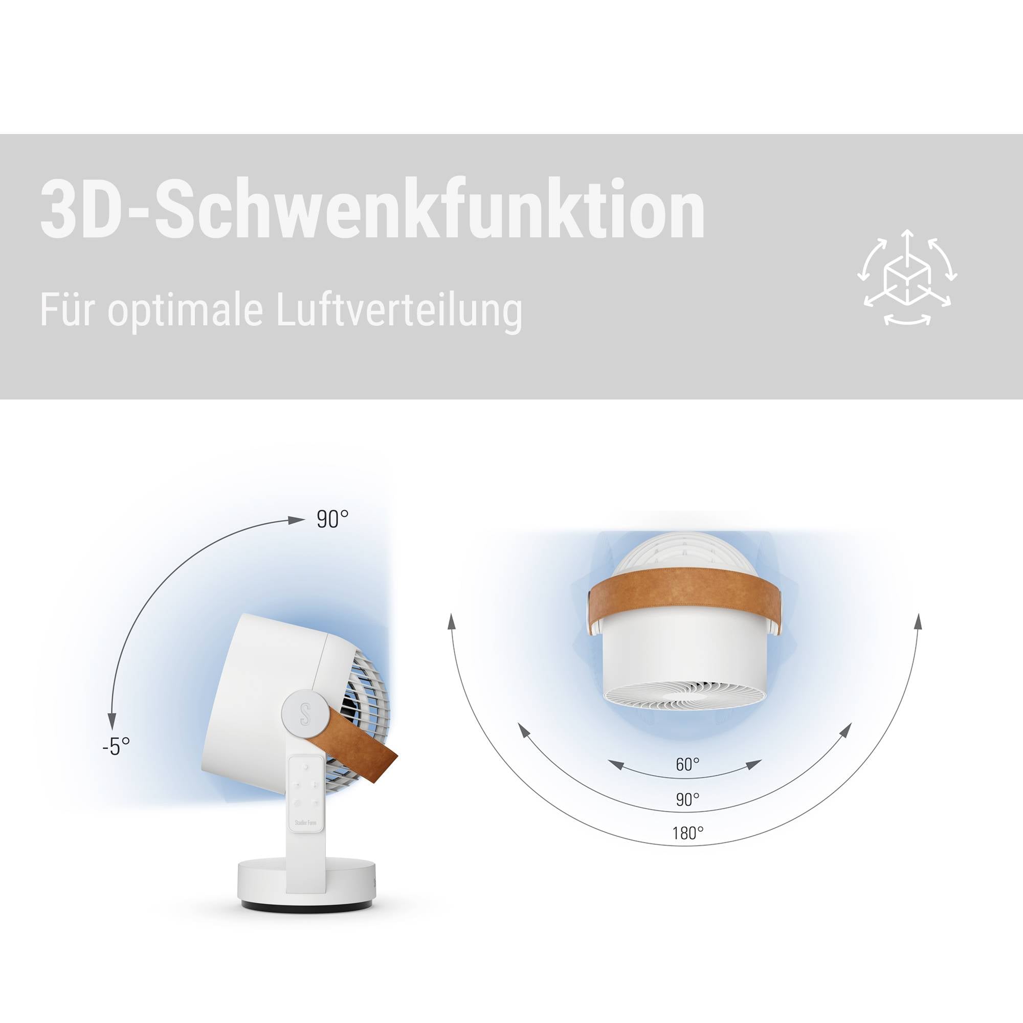 Stadler Form Leo 3D air circulator 18 W (L x W x H) 205 x 240 x 330 mm White Swivelling, Timer-10