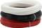 Three rolls of PLA 3D printer filament in white, black, and red, stacked side by side.