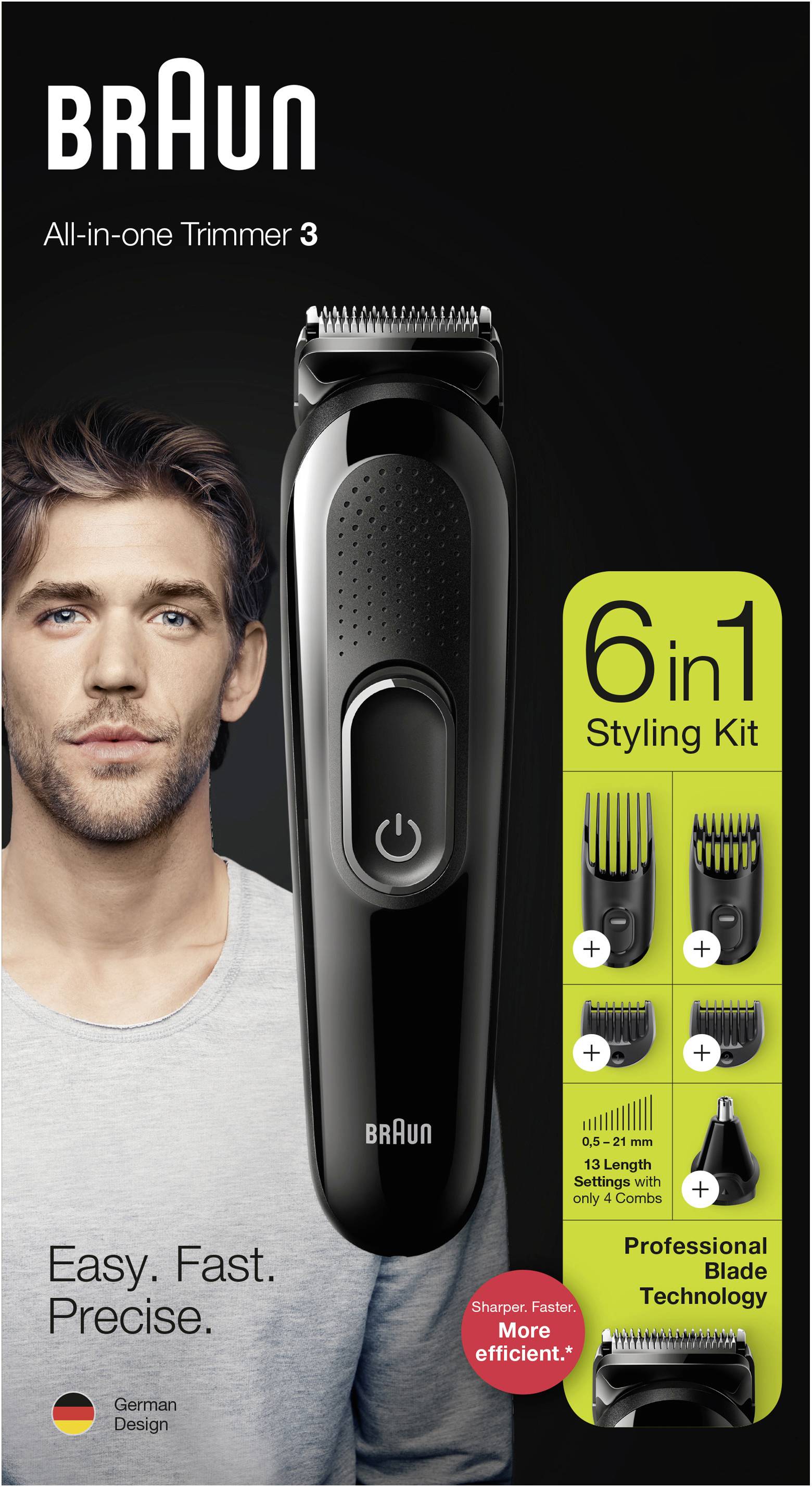 Braun MGK 3220 Beard trimmer, Hair clipper, Ear/nose hair trimmer Black |  