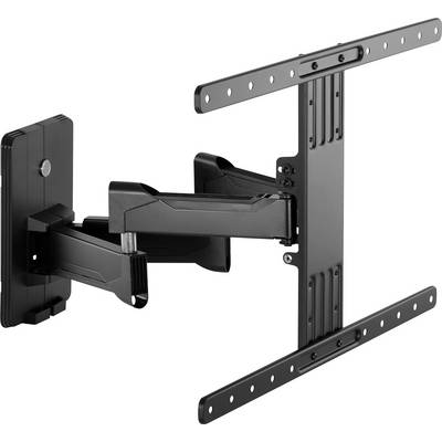 Swivel TV wall mount in black metal, suitable for flat-screen televisions. Adjustable in height and tilt for optimal viewing angle.