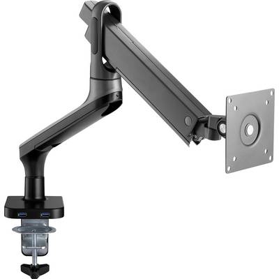 Monitor arm with adjustable arm, desk clamp and VESA mount, suitable for ergonomic screen positioning on desks.