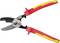 Red and yellow cable cutters, isolated on a white background, shown for cutting plastic and electrical wires.