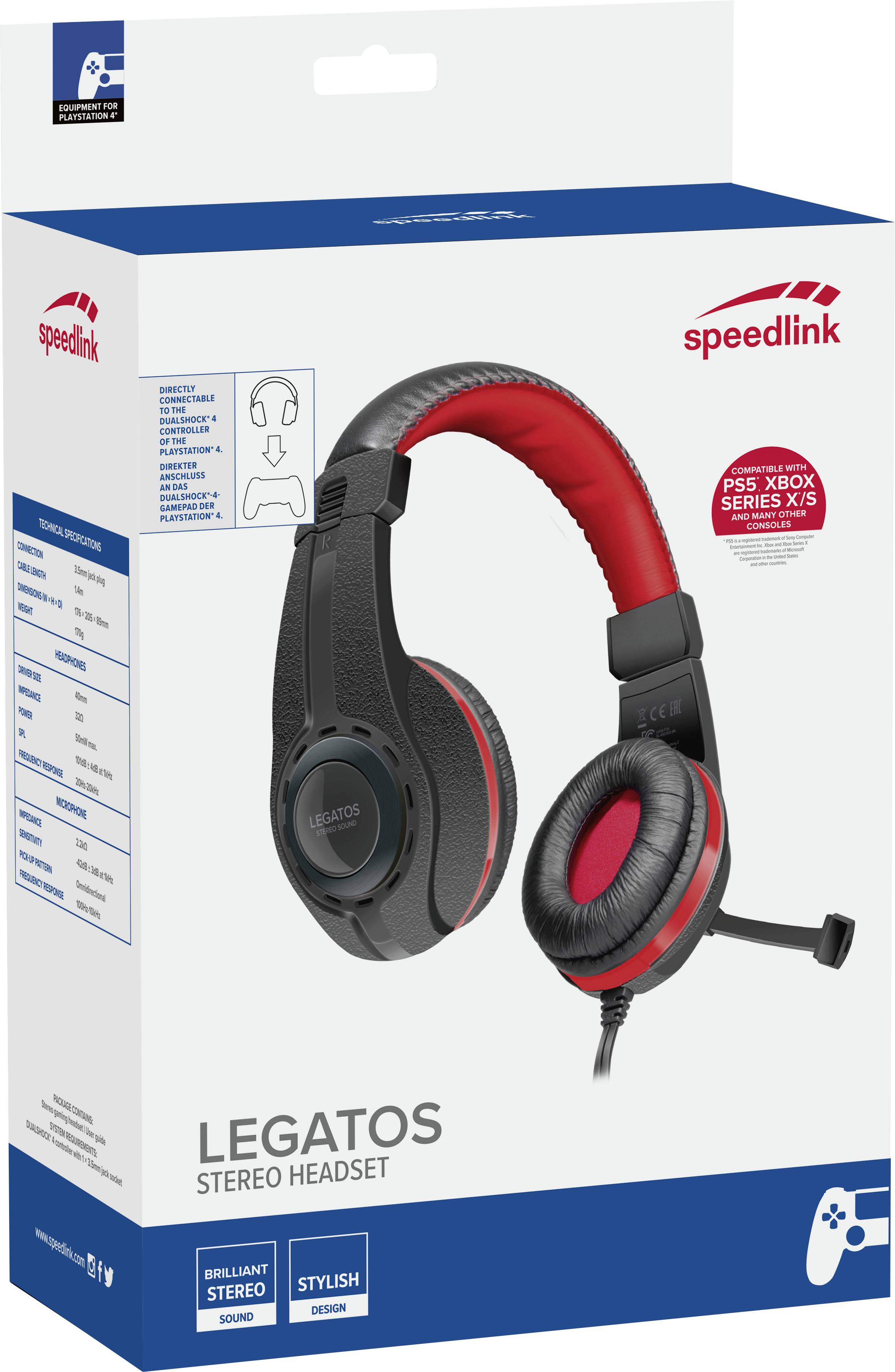 woestenij Daar fluit SpeedLink LEGATOS Gaming Over-ear headset Corded (1075100) Stereo Black,  Red Remote control, Volume control, Foldable | Conrad.com