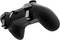 Rear view of a black video game controller with two buttons and a textured grip.