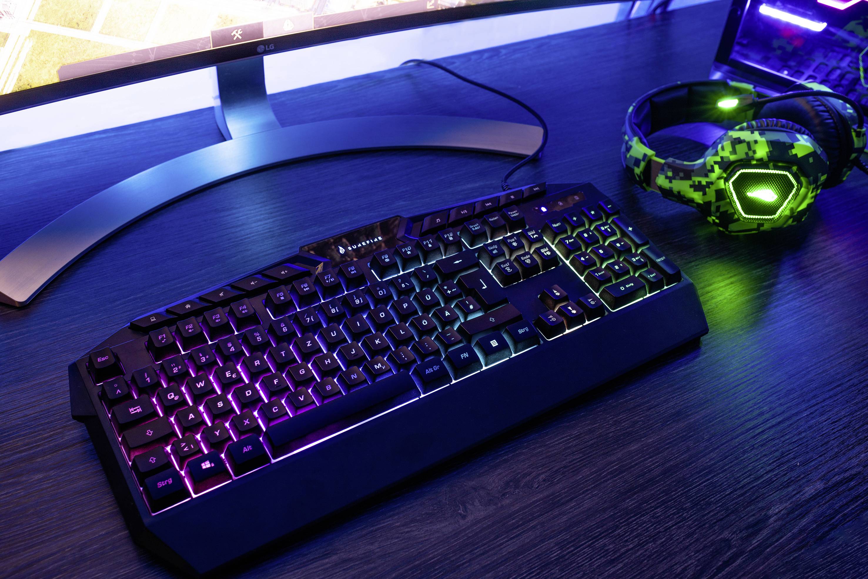 Surefire Gaming KingPin RGB Corded, USB Gaming keyboard German, QWERTZ Black Backlit-3
