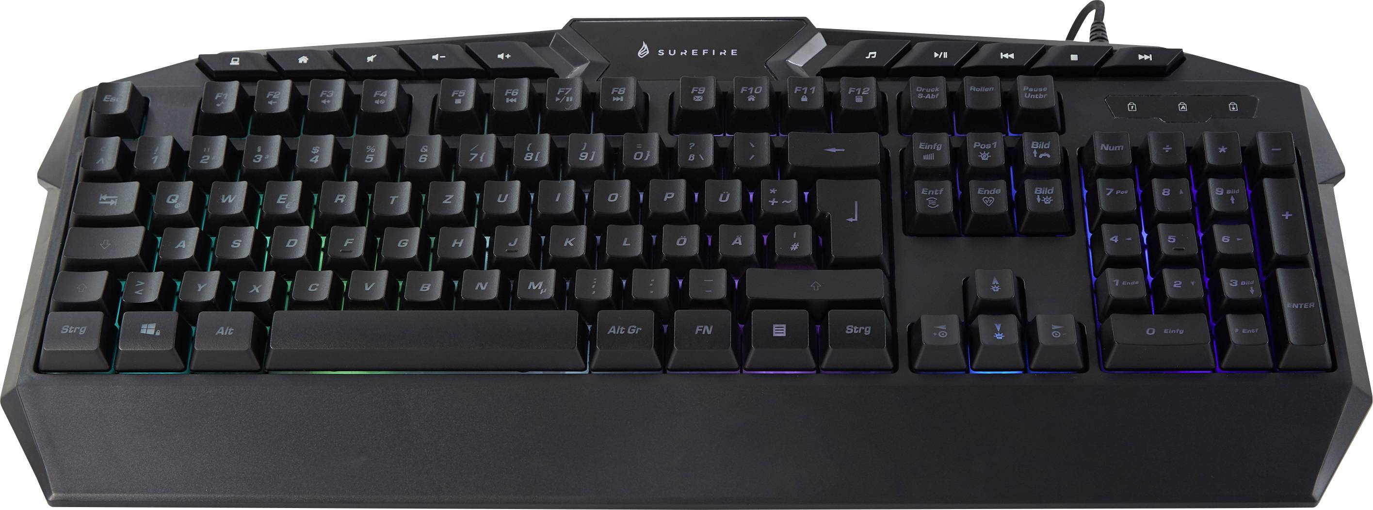 Surefire Gaming KingPin RGB Corded, USB Gaming keyboard German, QWERTZ Black Backlit-4