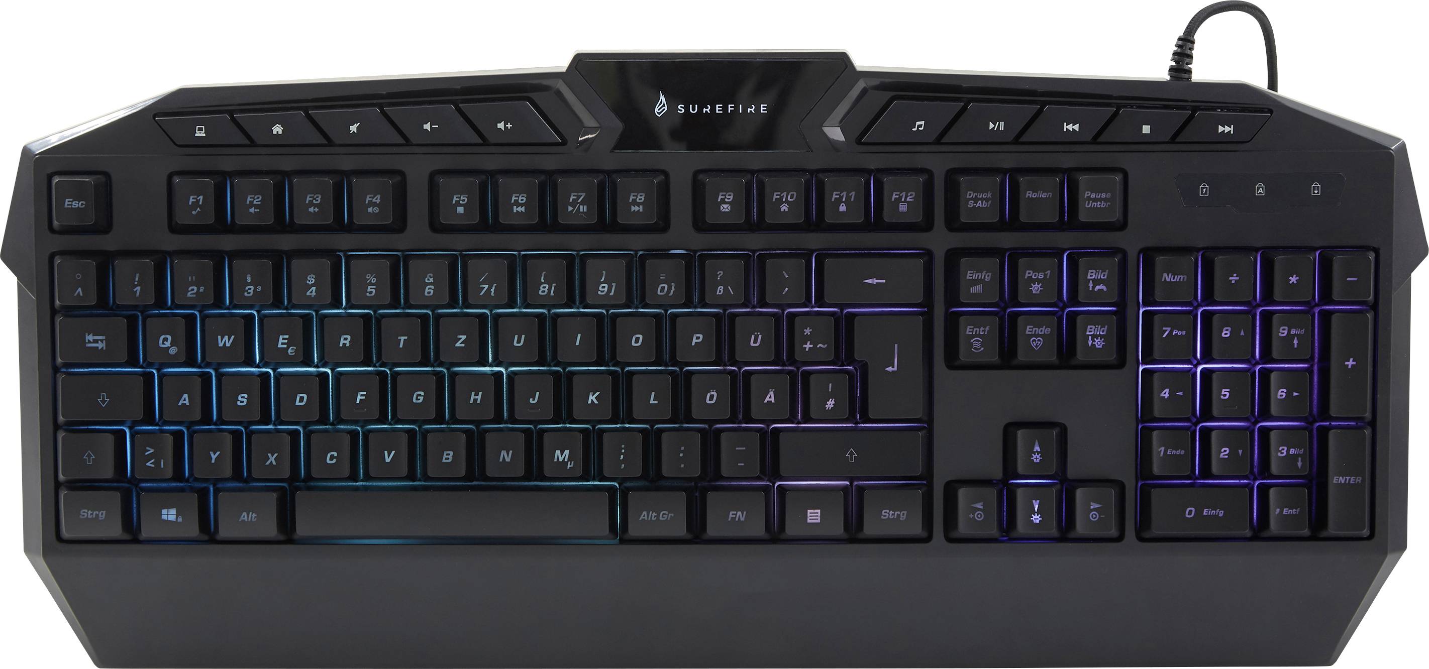 Surefire Gaming KingPin RGB Corded, USB Gaming keyboard German, QWERTZ Black Backlit-6
