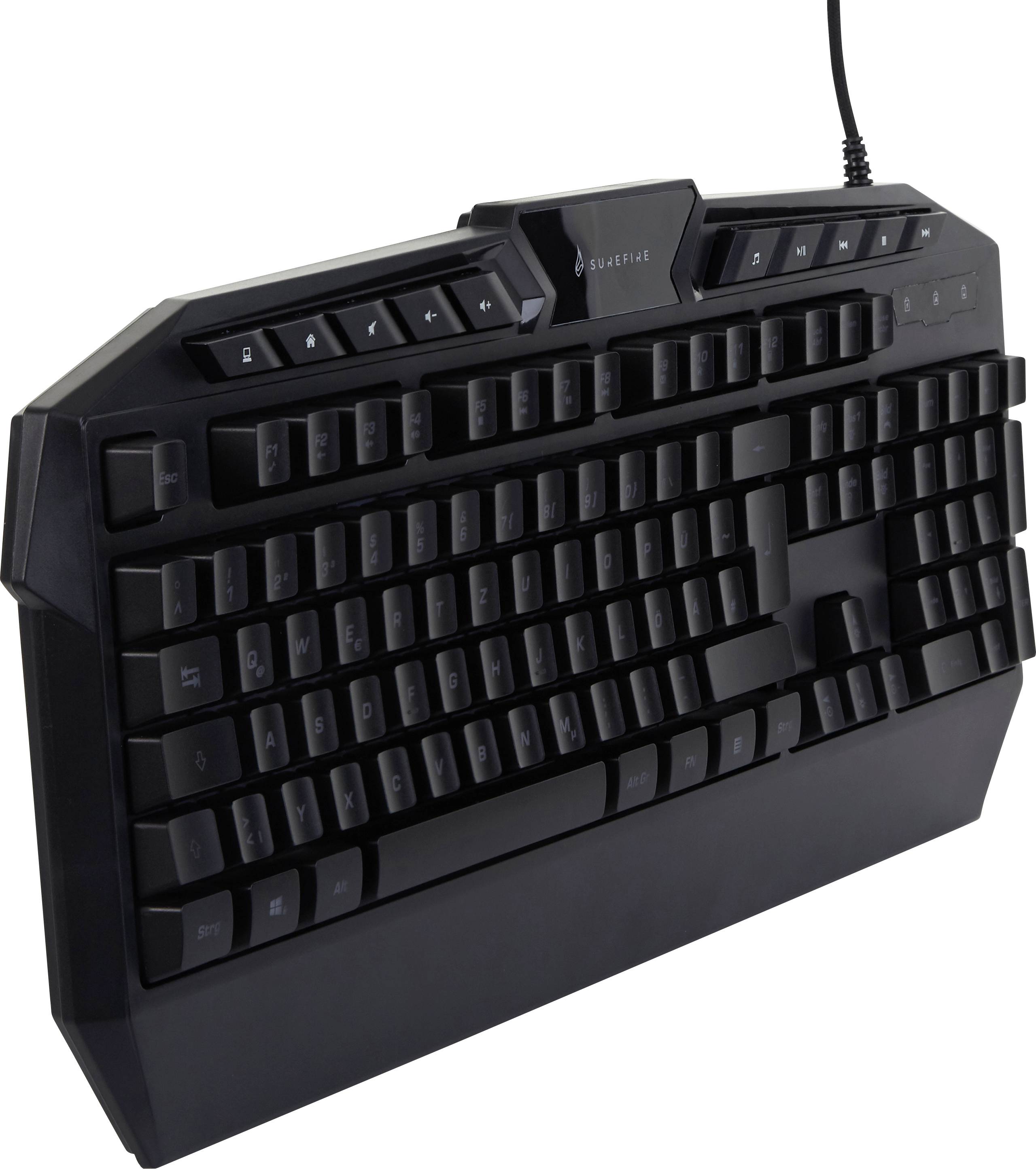 Surefire Gaming KingPin RGB Corded, USB Gaming keyboard Backlit German ...