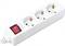 A white multi-socket extension with three plug sockets and a red power on/off switch.