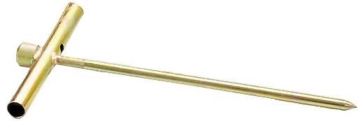 A T-bar spanner with a long, thin shaft and two short handles, used for adjusting or loosening screws.