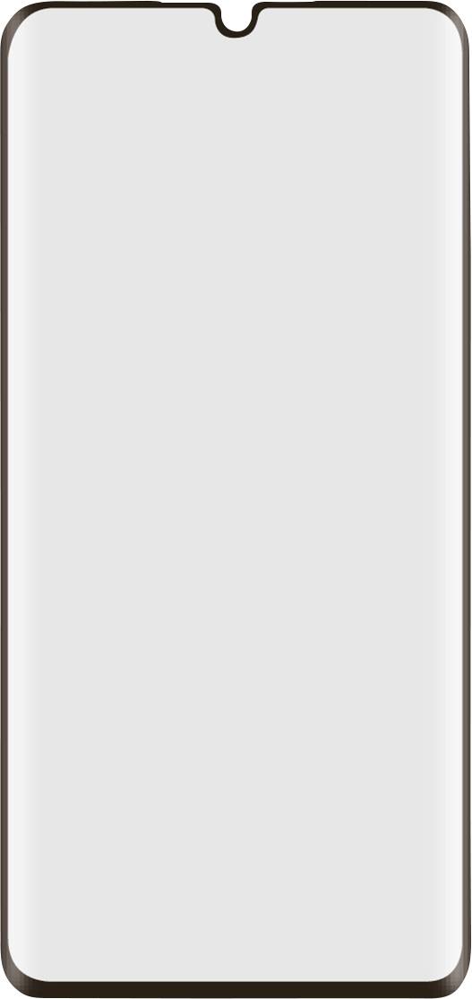 The image shows a stylised smartphone display with a narrow bezel and a small cutout at the top for the camera.