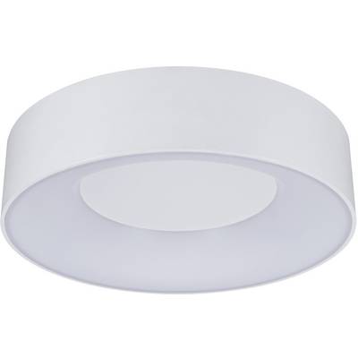 Round, white ceiling light with a simple design. Perfect for contemporary interiors.