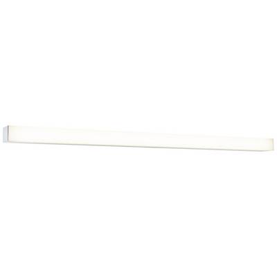 Long, white illuminating LED light panel mounted on a wall, suitable for modern interior lighting.