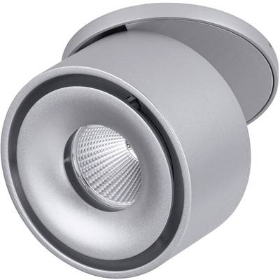 Silver, round LED ceiling light with modern design, suitable for accent lighting.