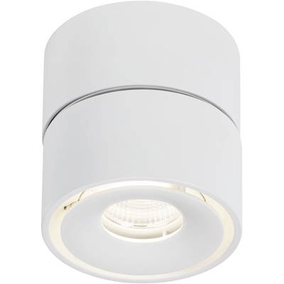 White cylindrical ceiling light with visible light source in the centre, suitable for modern interior spaces.