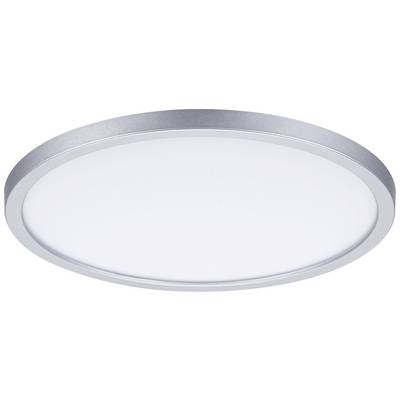 Round, silver ceiling light with white illumination, suitable for subtle and uniform room lighting.