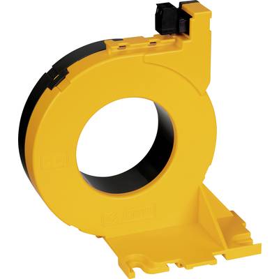 Yellow plastic component with a cylindrical opening and rectangular base, potentially a part of a mechanical or electrical device.