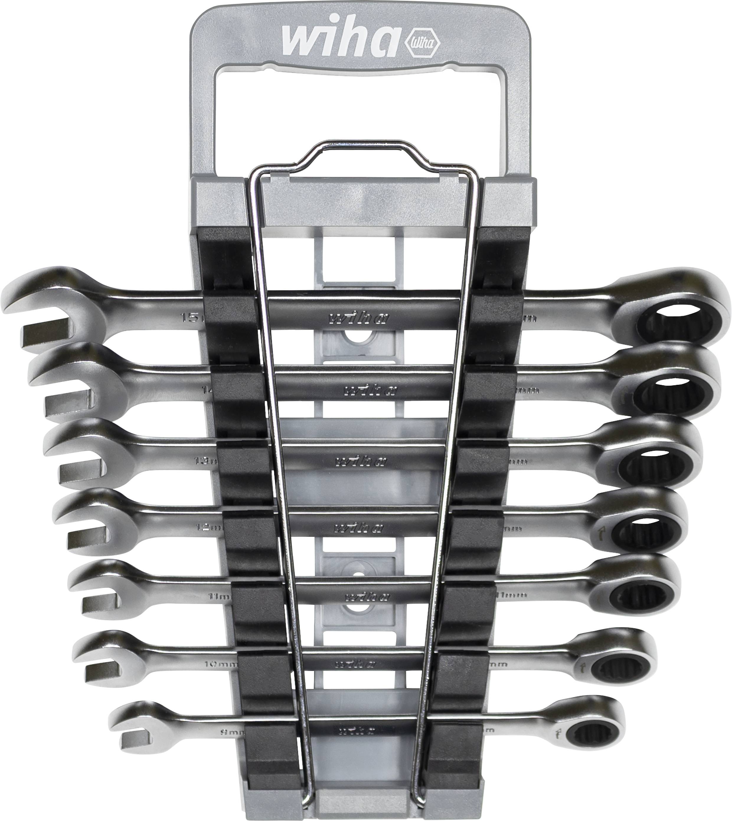 Wiha 44664 Double-ended ratcheting box wrench set 7-piece Spanner size (metric) 9 - 15 mm-0