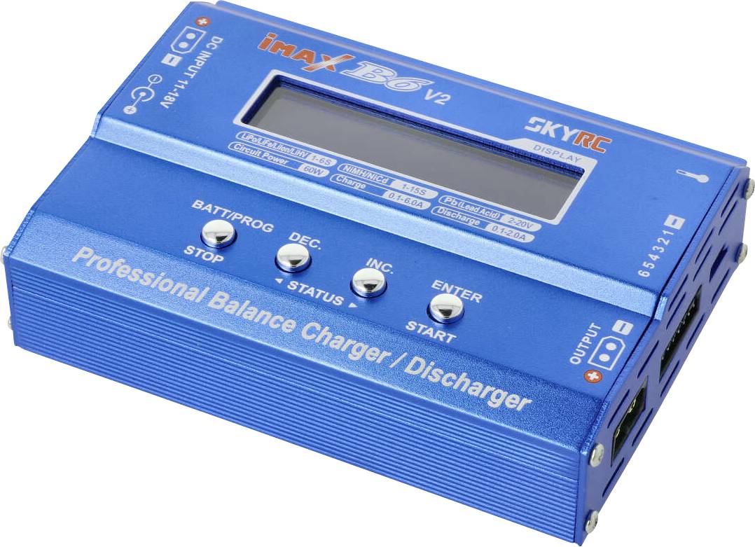 SKYRC B6DC V2 Scale model battery charger 6 A Lead-acid, LiFePO, LiHV, Li-ion, LiPolymer, NiCd, NiMH Timer settings, Battery temperature monitoring, Graphic