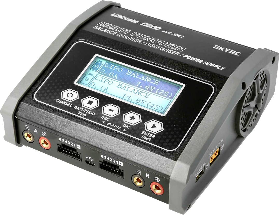 SKYRC D260 Scale model battery charger 14 A Lead-acid, LiFePO, LiHV, Li-ion, LiPolymer, NiCd, NiMH Graphic display, Quick-charging function, Timer settings