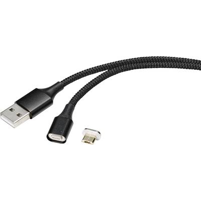 A USB cable with a detachable adapter that switches from USB-C to Micro-USB, on a white background.