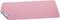 A pink yoga mat with a grey underside, unrolled on a surface, shows a slight bend at the corner.