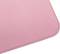 The image shows a close-up of a pink leather surface with a visible seam at a rounded corner.