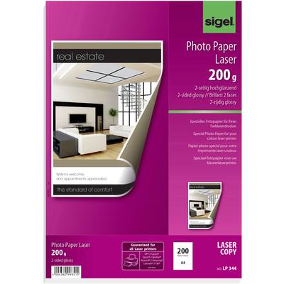 Sigel LP344 LP344 Photo paper A4 200 g/m² 200 sheet Double sided, High-lustre, Optimised for laser printers