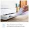 A printer on a table is printing double-sided. Text: 'Time and paper savings through automatic duplex printing'.