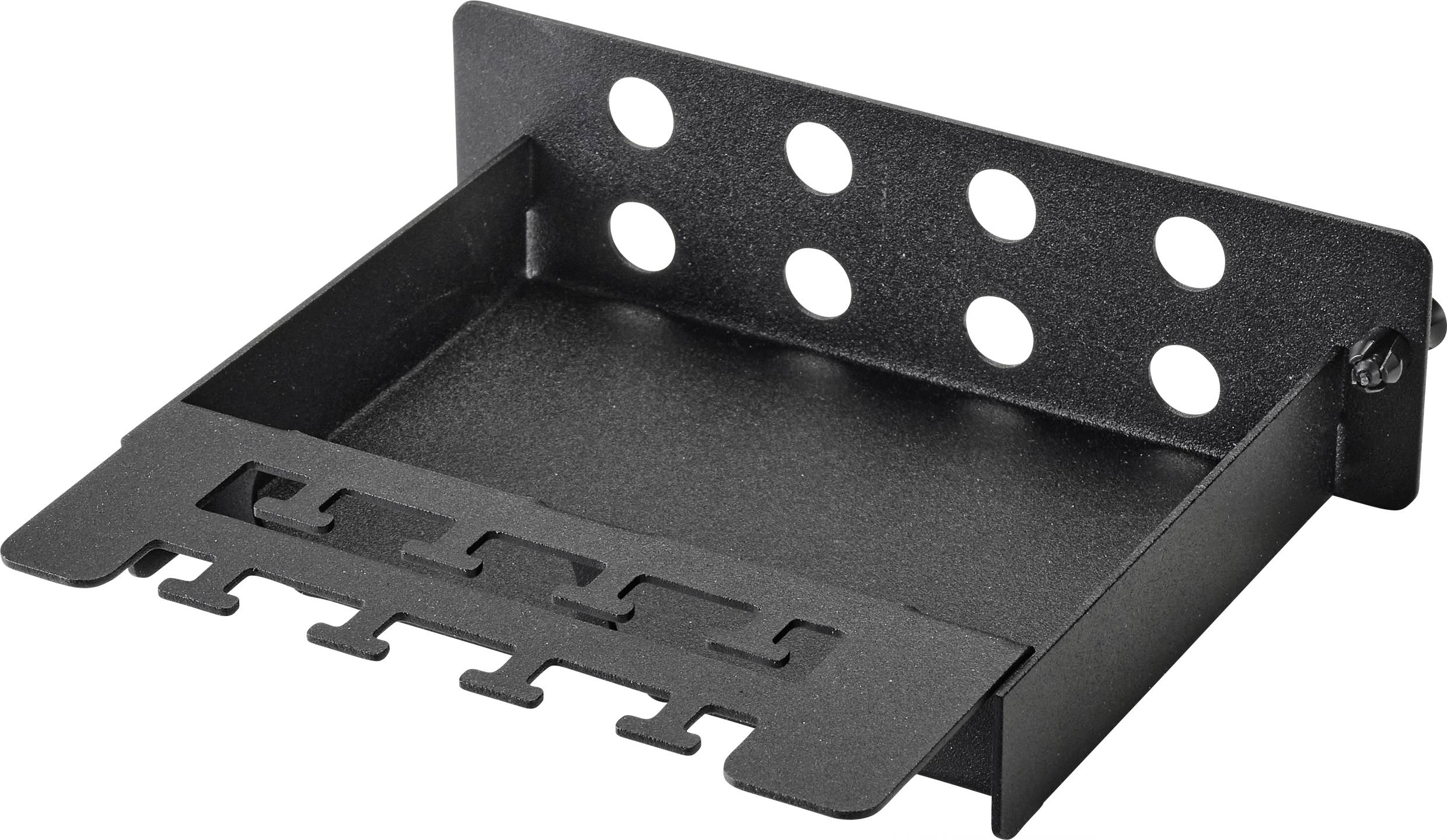 Metal perforated tray for mounting, suitable for cable management or organising smaller items.
