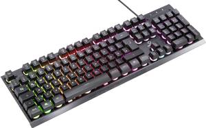 Renkforce RF-GMK-250 USB Gaming keyboard German, QWERTZ Black Backlit