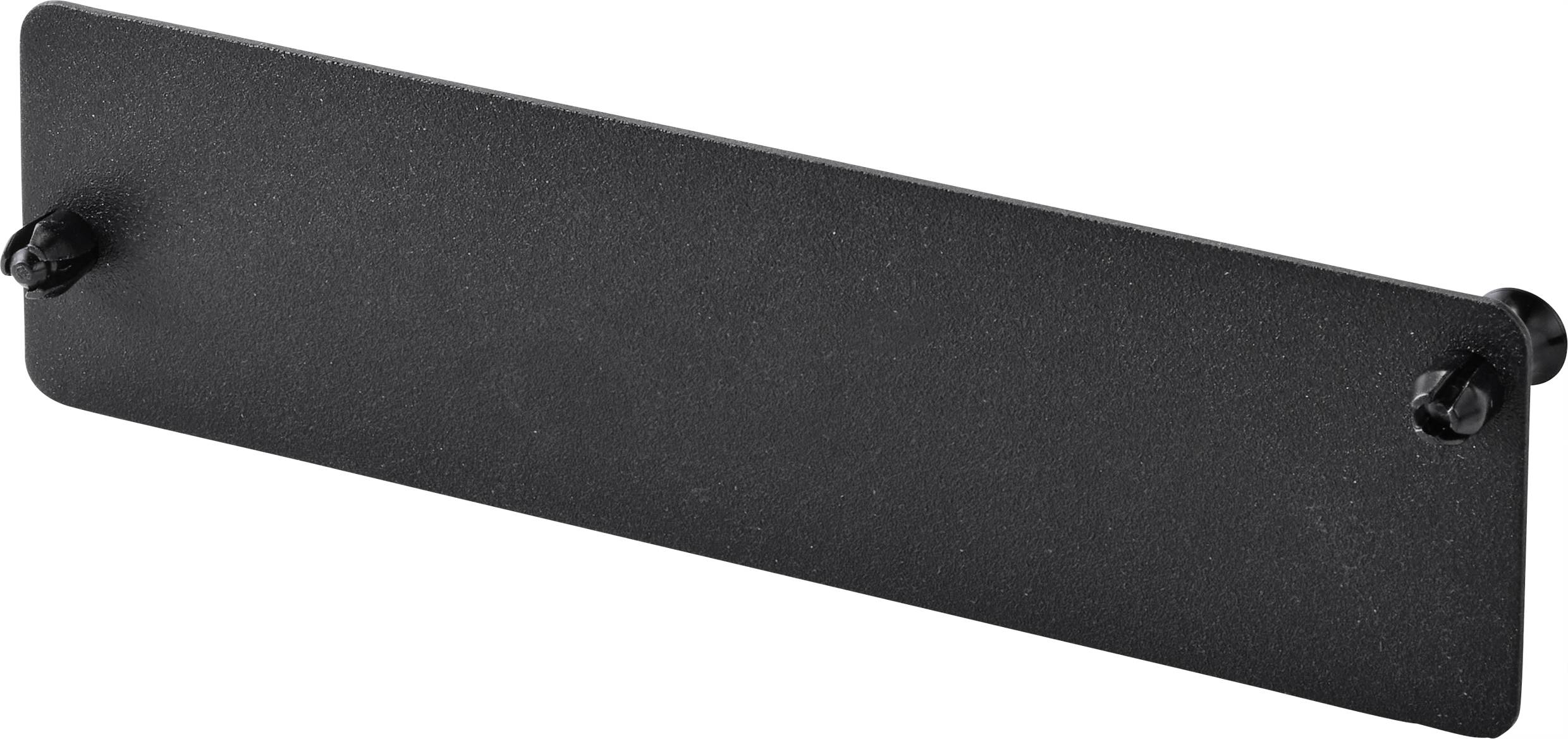 Black rectangular metal part with two screws on the short sides.