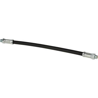 Black flexible hose with metal connectors at both ends, potentially suitable for hydraulic or pneumatic systems.