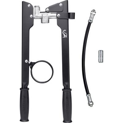 Manual cable pulling press pliers with cable and adapter for use on cable systems or brakes in mechanical systems.