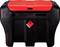 A black container with a red lid and a hazardous materials label 'UN 1202', used for storing flammable liquids.