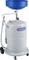 Mobile waste oil collection container with large blue funnel, grey tank and wheels for the workshop. Brand 'Pressol'.