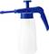 A blue hand pump with a white container, suitable for spraying liquids.