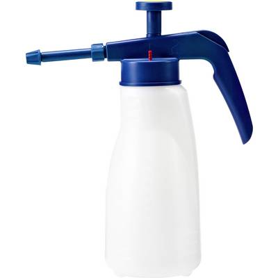 A white spray bottle with a blue handle and spray mechanism, suitable for cleaning products or garden care.