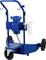 Blue, mobile pneumatic drilling trolley with two large wheels and a handle. It features a motor and a white mounting bracket.