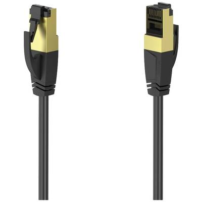 Two pictured Ethernet cables with gold-coloured plugs, each with a black cable, displayed against a white background.