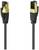 Two pictured Ethernet cables with gold-coloured plugs, each with a black cable, displayed against a white background.