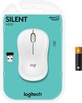 M220 SILENT wireless mouse, 2.4 GHz with USB receiver, 1000 DPI Optical Tracking, up to 18 months battery life, for left and right-handed people, for PC, Mac, laptop, white