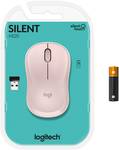 M220 SILENT wireless mouse, 2.4 GHz with USB receiver, 1000 DPI Optical Tracking, up to 18 months battery life, for left and right-handed people, for PC, Mac, laptop, pink