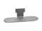 A grey metal shelf with rounded corners and a wall-mounting bracket, suitable for space-efficient storage.