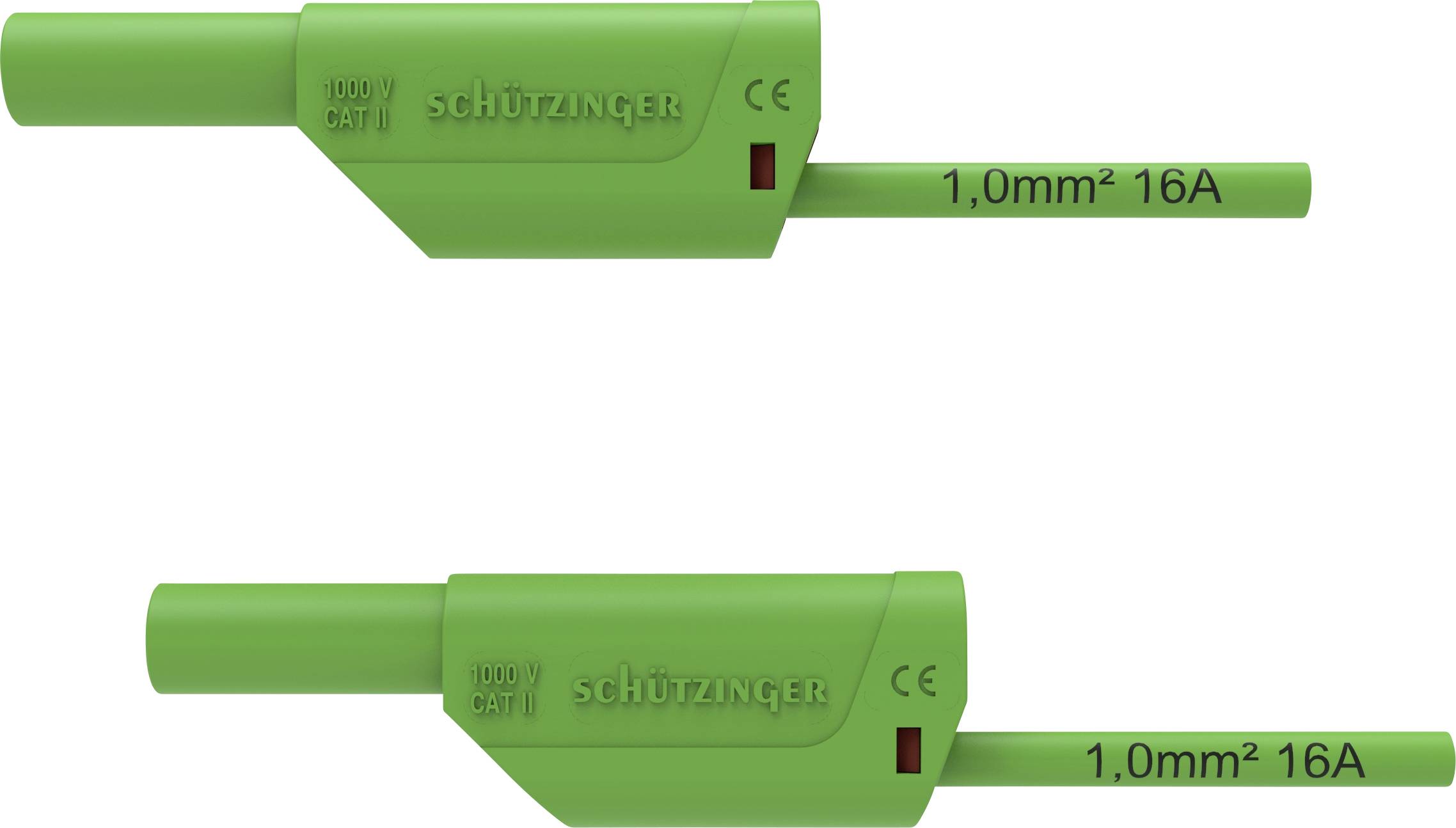 Two green safety sockets labelled '1000V CAT II' and '1.0mm² 16A'.