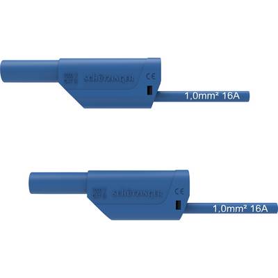 Two blue safety connectors with the marking '1.0 mm² 16 A' and a CE marking. They are oriented differently.